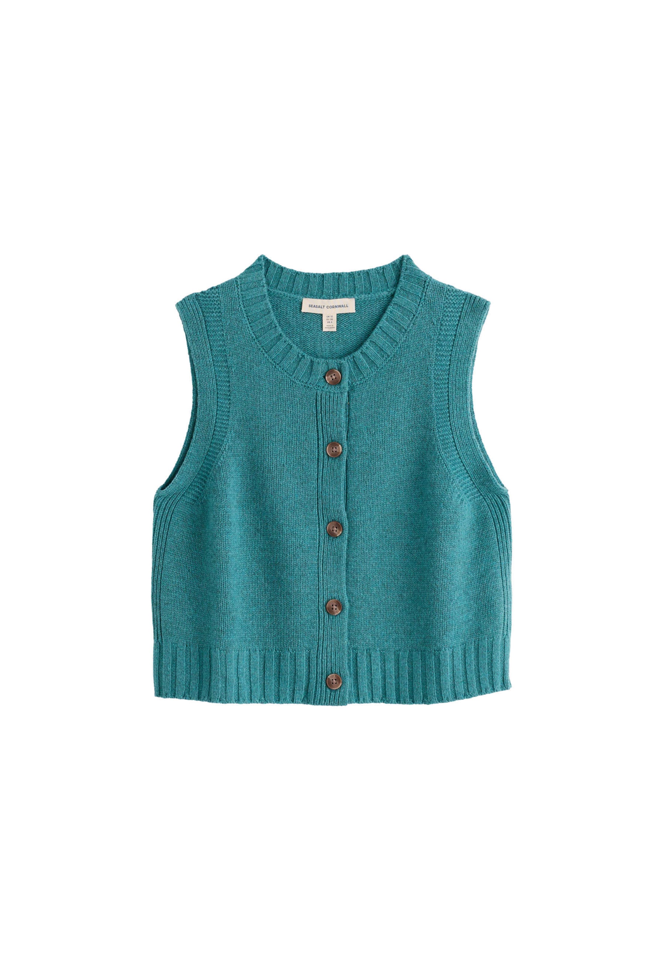 Seasalt Cornwall Gebreide bodywarmer 'Derwenn' in Blauw: voorkant