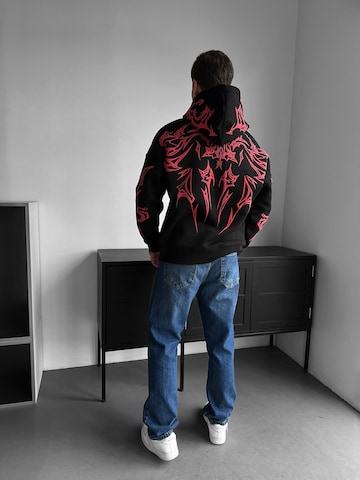 Kleidermafia Sweatshirt 'Oversize Mafia Tribal Hoodie - Black and Red' in Black