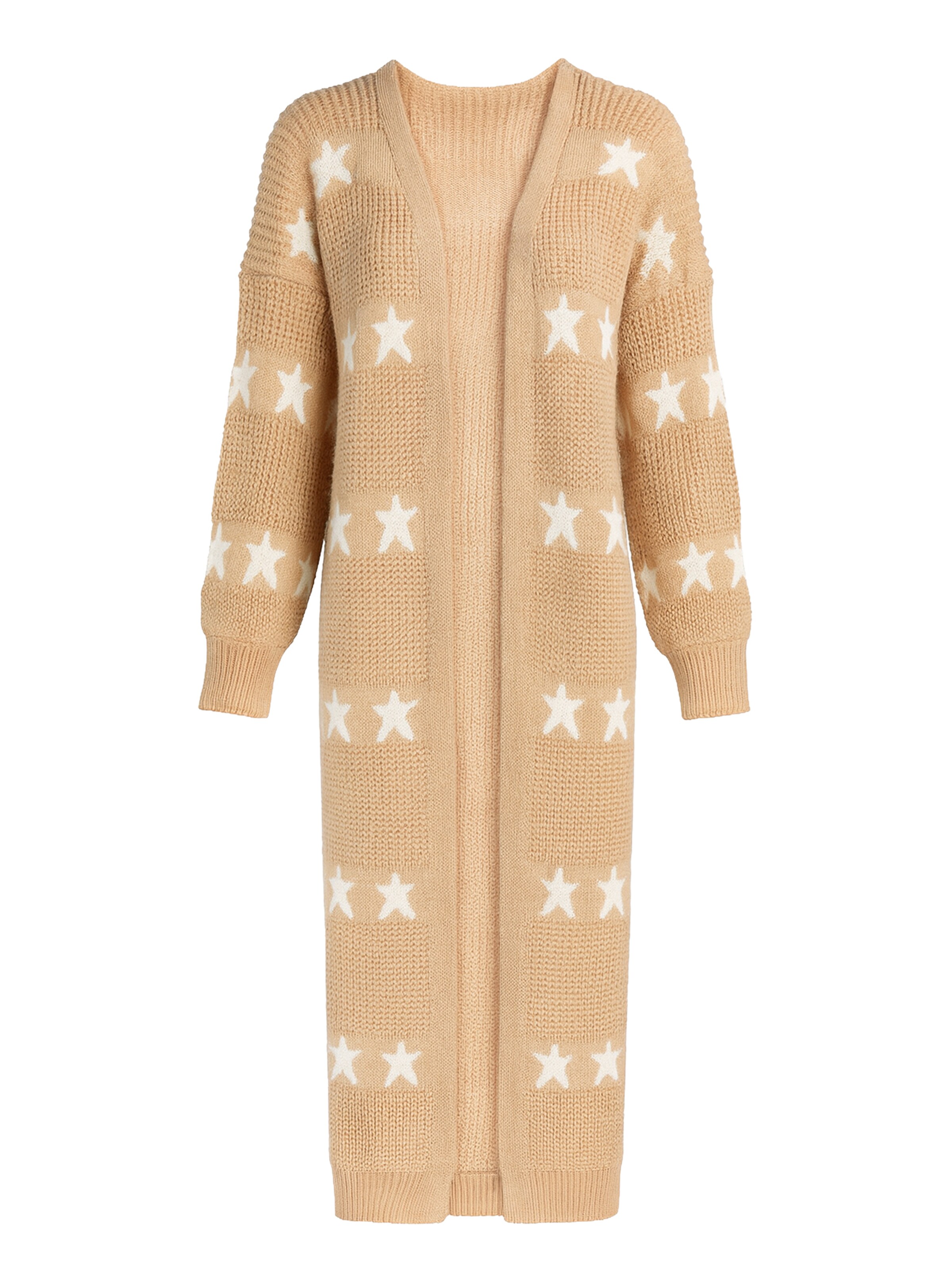 Elara Lang cardigan i beige: forside