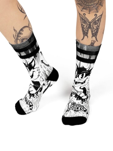 American Socks - Calcetines 'Evil Cat' en blanco