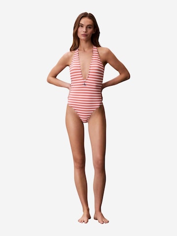 Calvin Klein Jeans Triangel Badpak 'PLUNGE ONE PIECE LV00Q61216' in Oranje