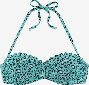 LASCANA Balconette Bikini Top in Blue: front
