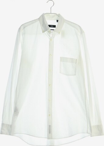 BOSS Black Button Up Shirt in M in White: front