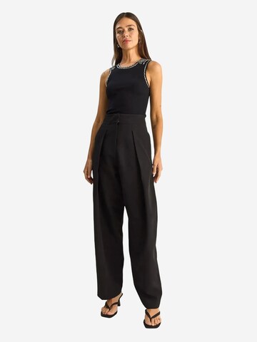 Bianco Lucci Wide leg Bandplooibroek 'Hose' in Zwart