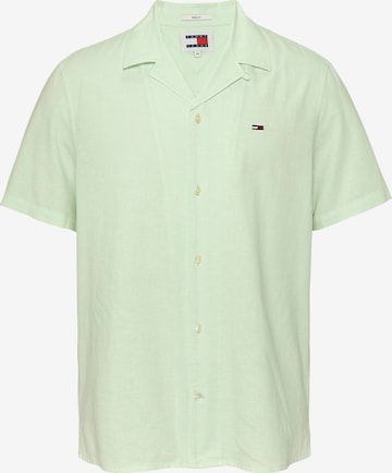 Tommy Jeans Button Up Shirt in Green: front