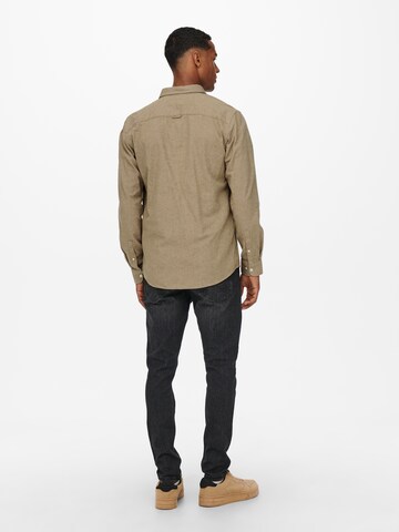 Only & Sons Regular fit Overhemd 'Niko' in Beige