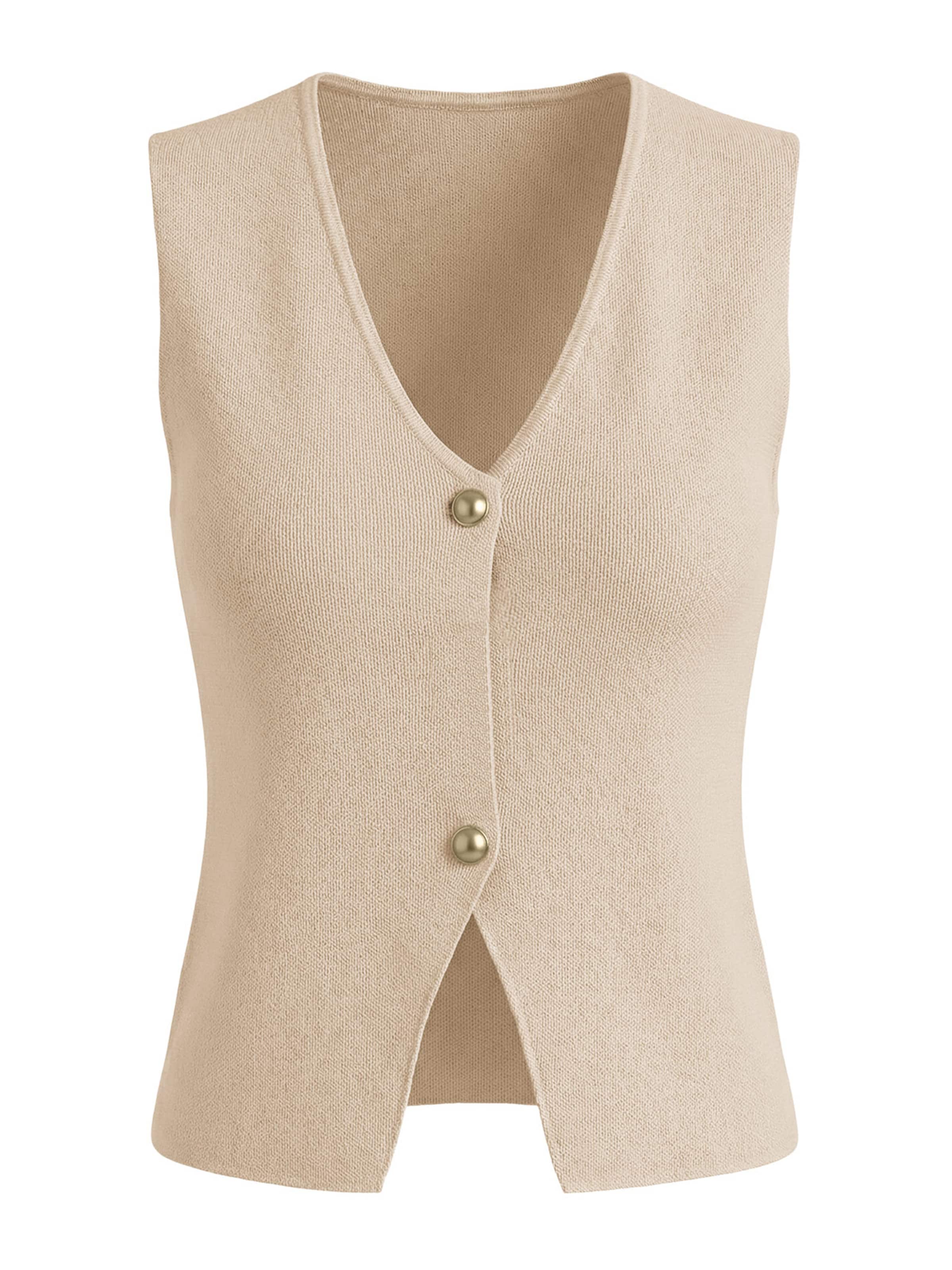 Imily Bela Gebreide bodywarmer in Beige: voorkant