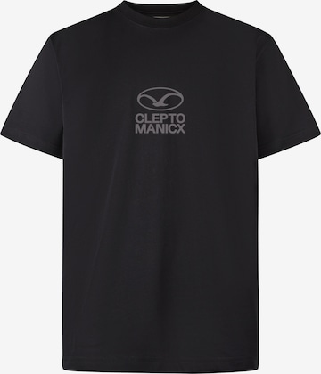 Cleptomanicx T-Shirt 'Möwe Plate' in Schwarz: Vorderseite