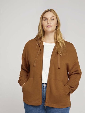 Tom Tailor Women + Zip-Up Hoodie in Brown