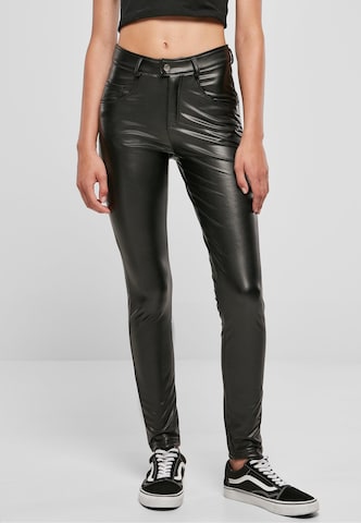 Urban Classics Slim fit Trousers in Black: front