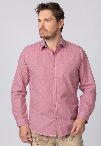 STOCKERPOINT Comfort fit Button Up Shirt 'Raul' in Red: front