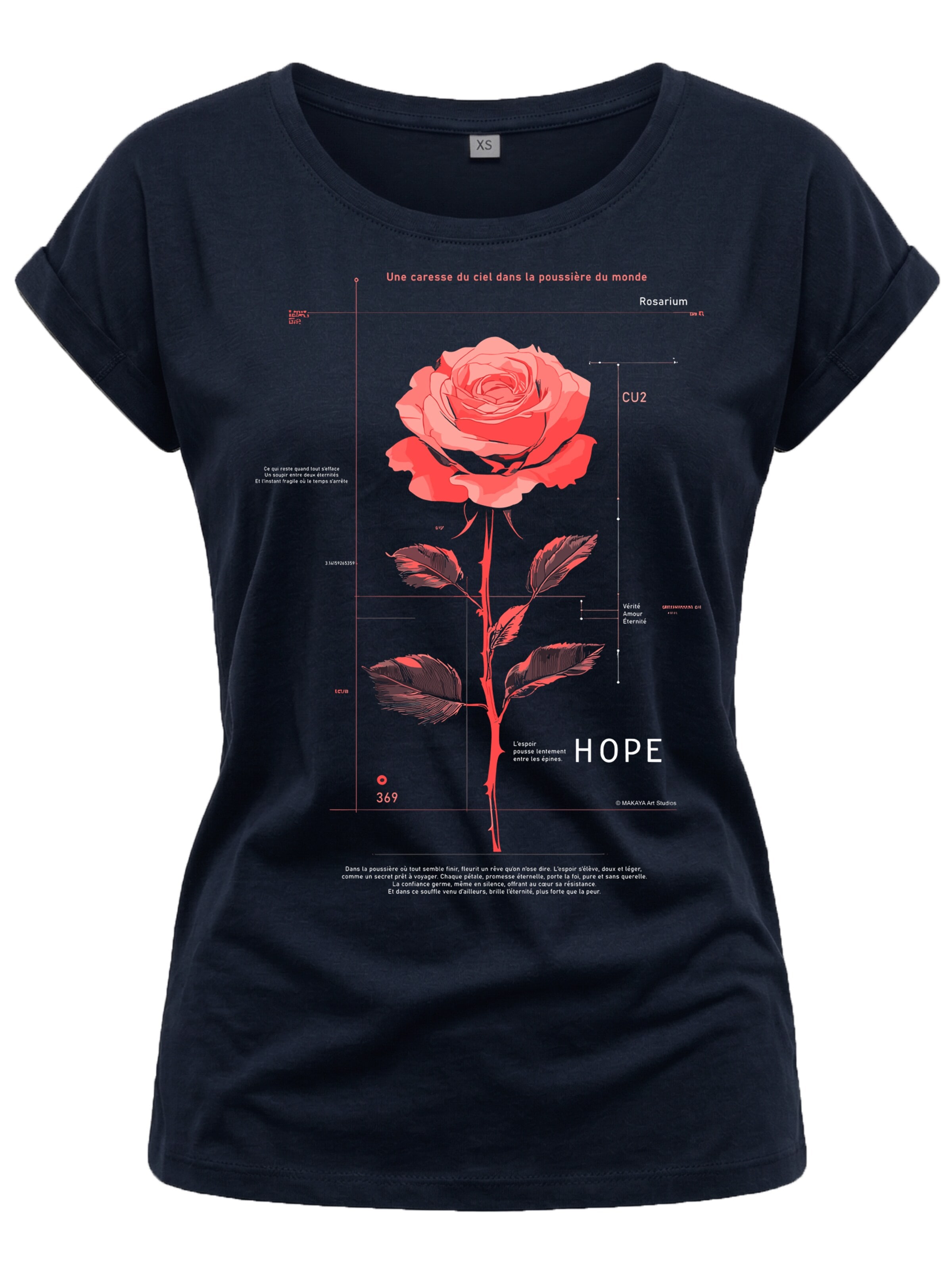 MAKAYA Shirt 'Pink Rose' in Blue: front