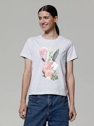 Watapparel Shirt 'Flamingo mit Blumen' in Grey: front