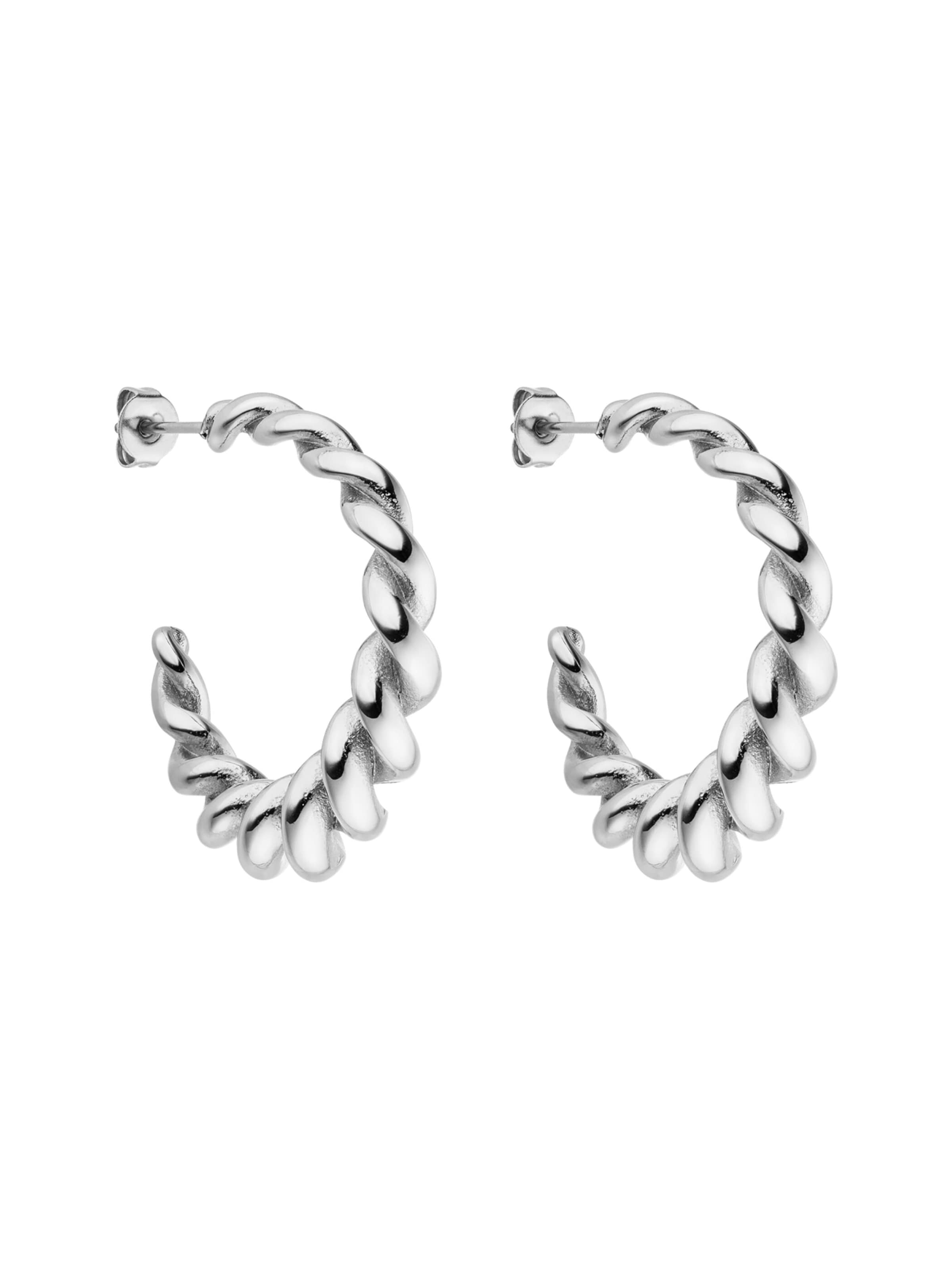 PURELEI Oorbellen 'Twisted' in Zilver: voorkant