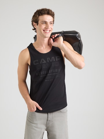 CAMP DAVID - Camiseta funcional en negro: frente