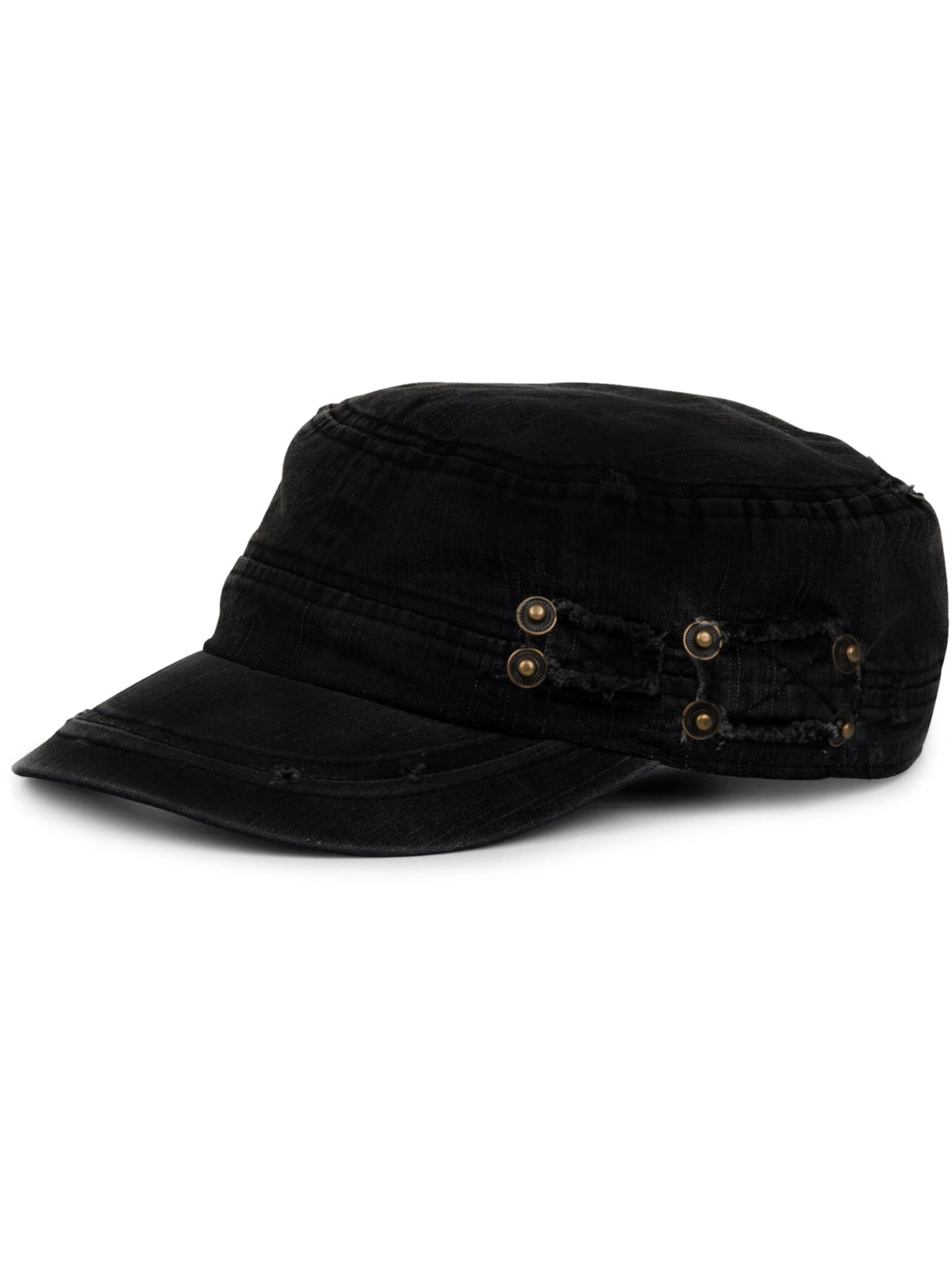 styleBREAKER Cap 'Military Cap im used Look' in Black: front