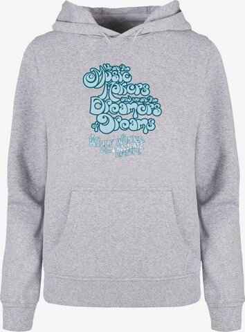ABSOLUTE CULT Sweatshirt 'Willy Wonka - Swirly Writing' in Grey: front