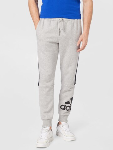 ADIDAS SPORTSWEAR Tapered Workout Pants 'Essentials Colorblock Fleece' in Grey: front