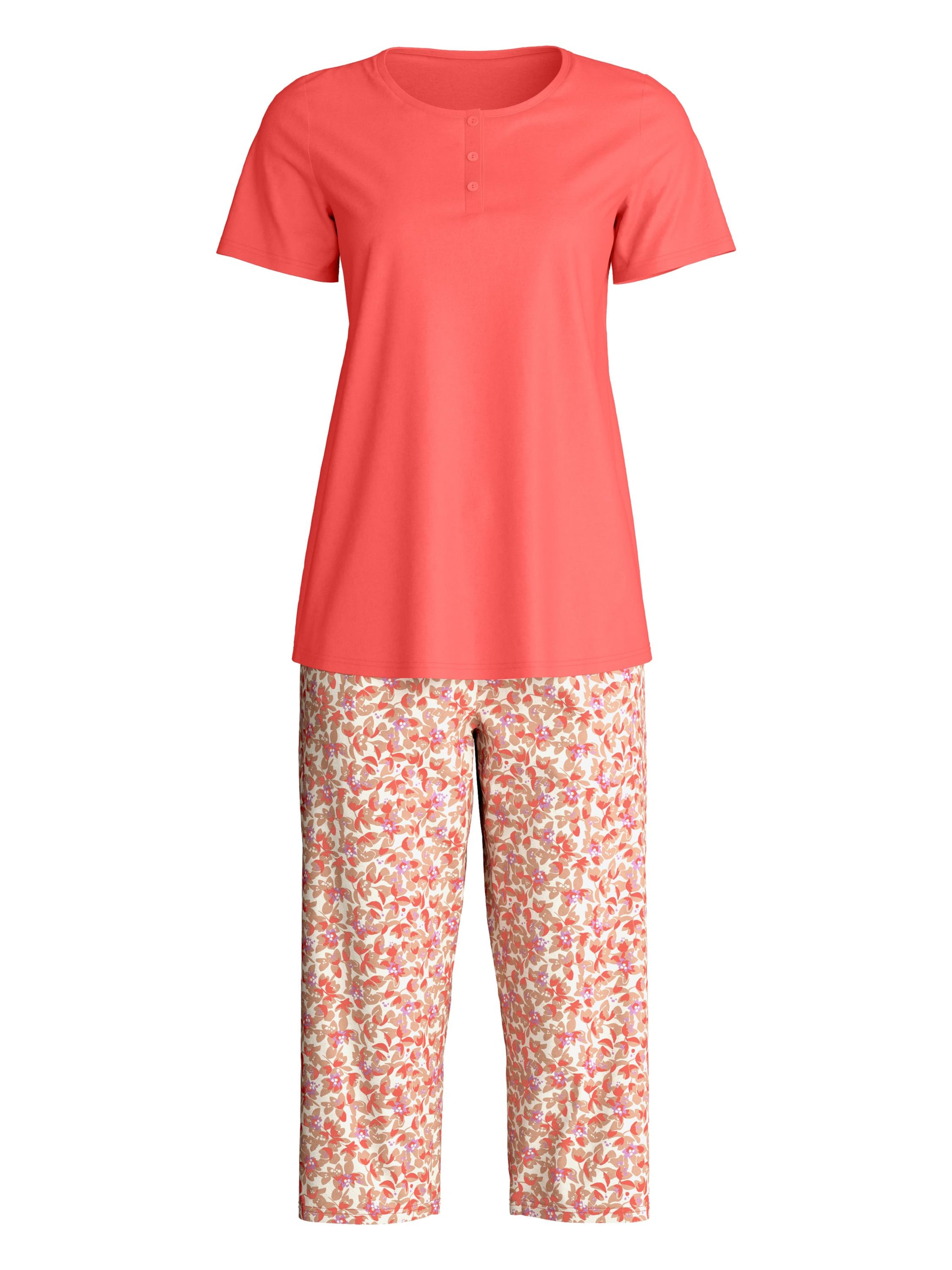 CALIDA Pyjama 'Flower Nights'‌‌‌‌‌‌‌‌ in Rot: Vorderseite