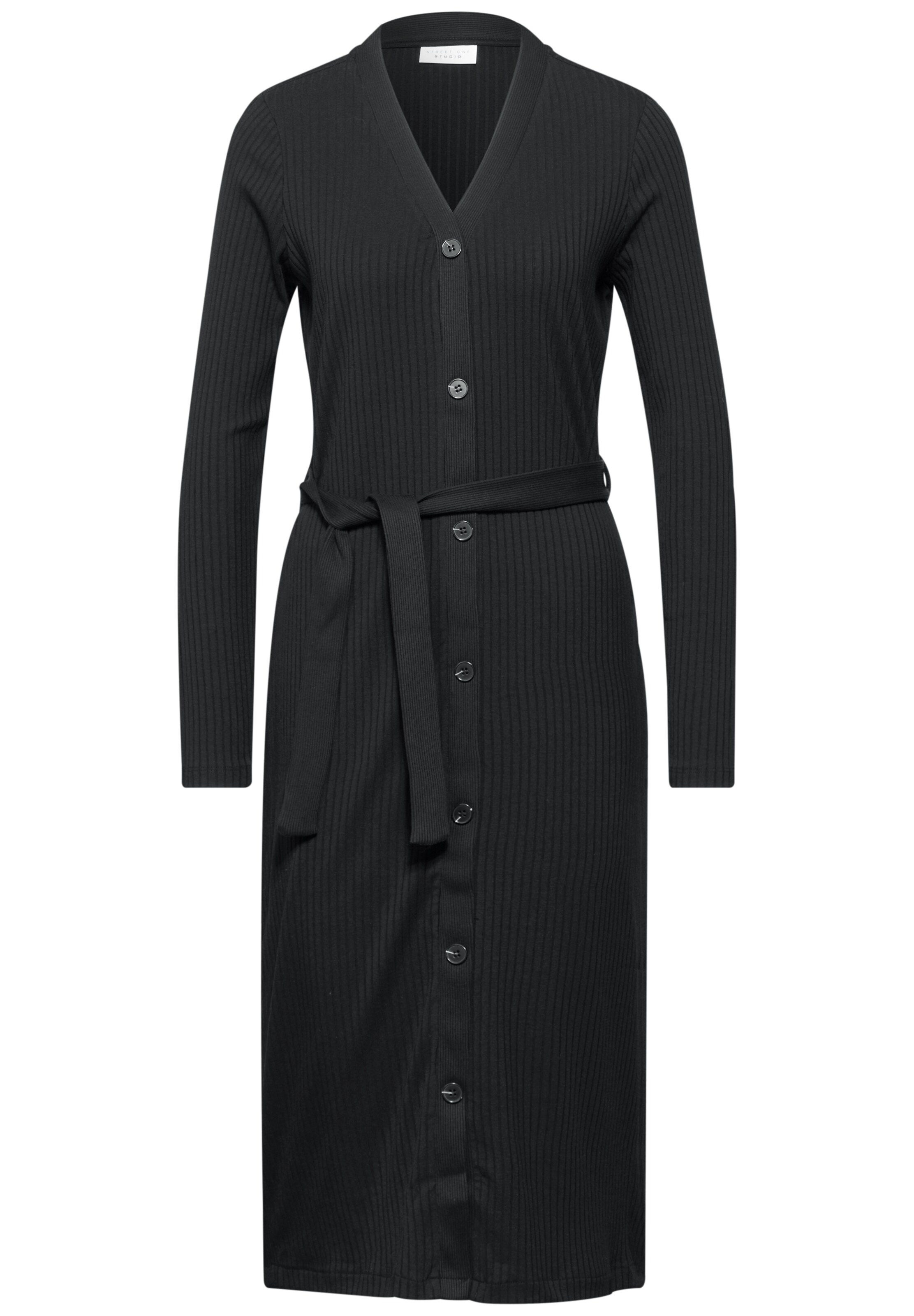Street One Studio Rippstrick-Kleid in Schwarz: Vorderseite