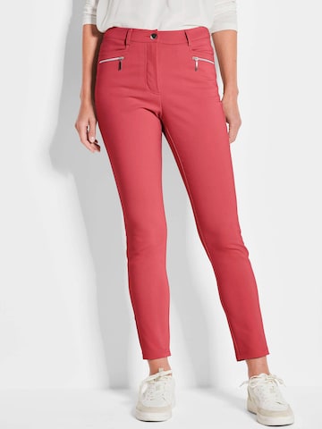 Goldner Slimfit Broek 'Bella' in Rood: voorkant
