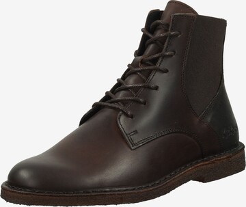 Kickers Lace-Up Ankle Boots in Brown: front