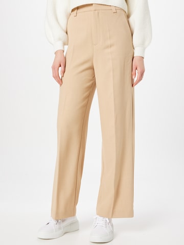 Loosefit Pantalon à plis Gina Tricot en beige : devant