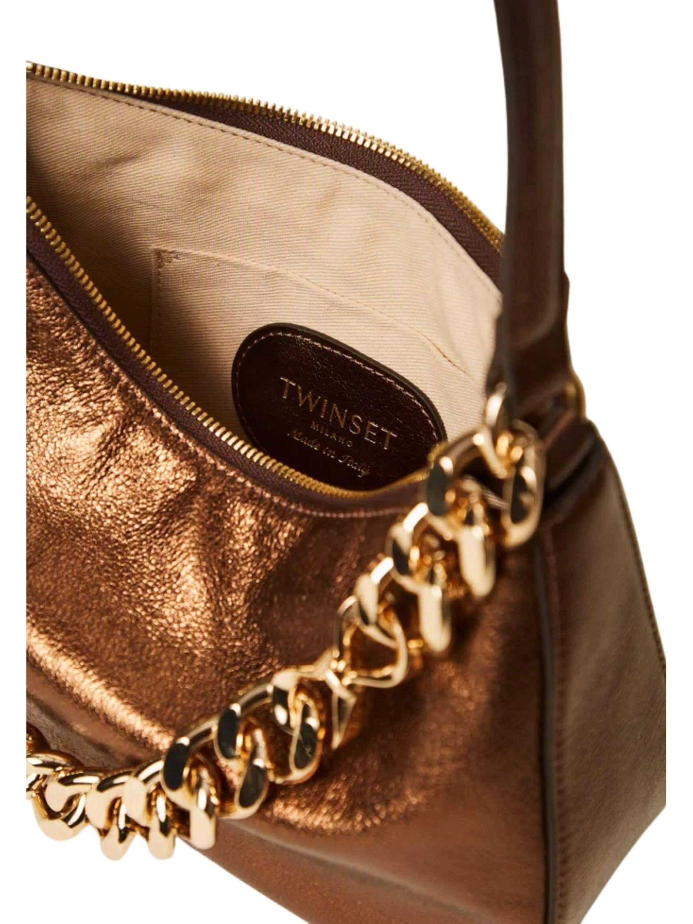 Twinset Handbag ''Liliane' medium laminated leather bag' in Brown