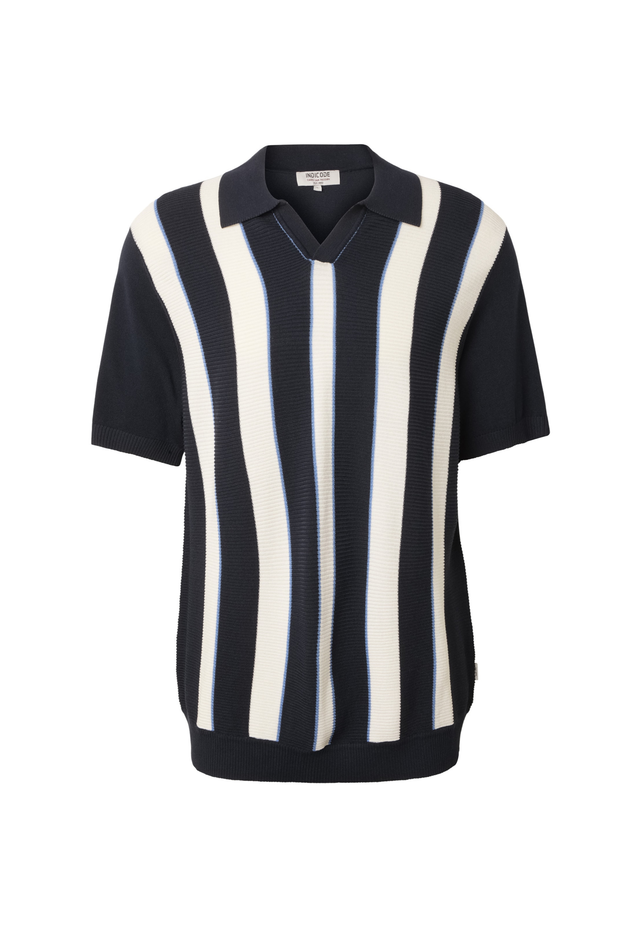 INDICODE JEANS Jersey 'River' en azul oscuro / offwhite, Vista del producto