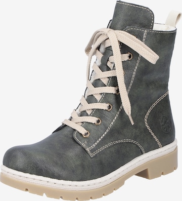 Rieker Lace-Up Ankle Boots in Green: front