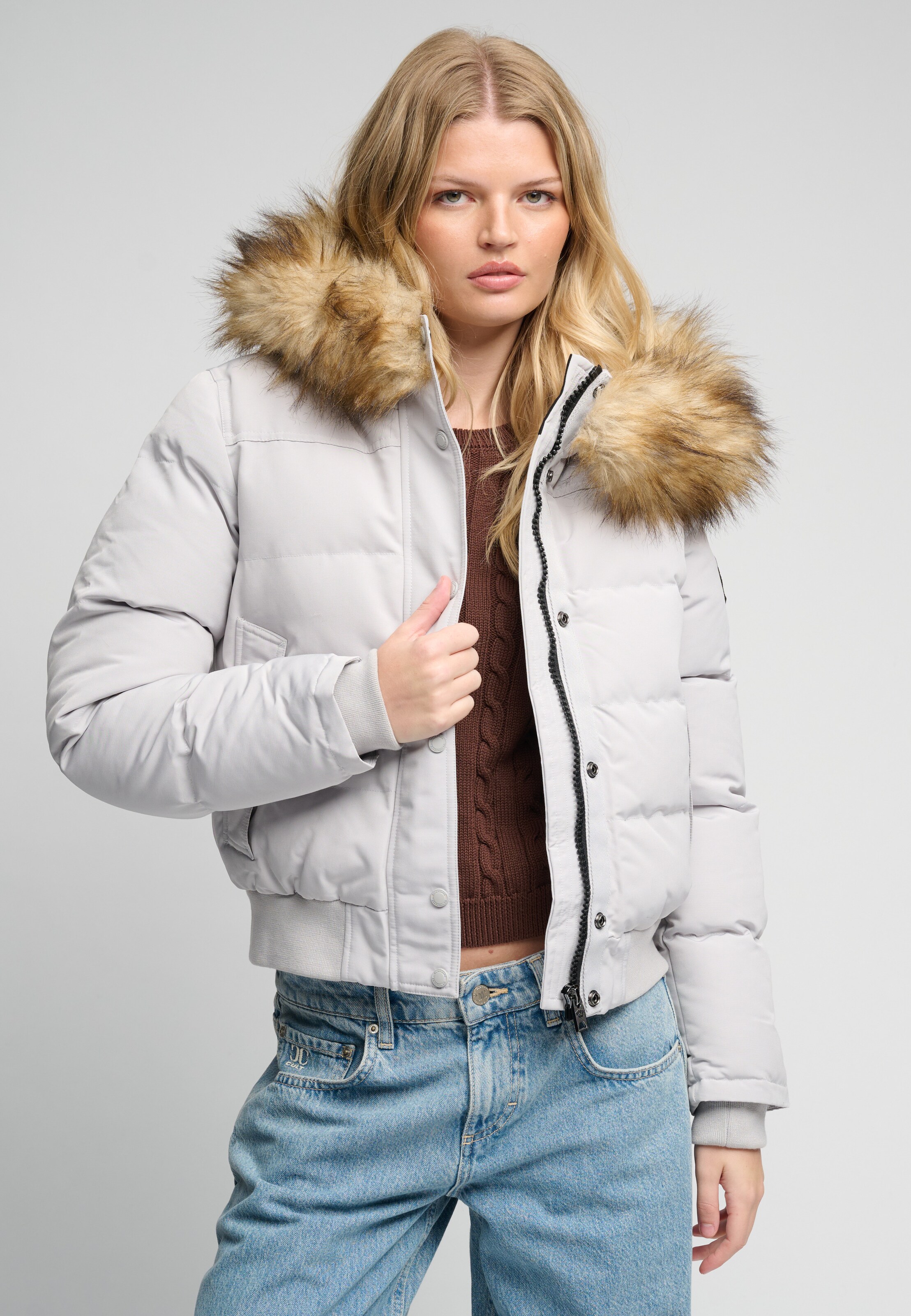 Superdry & Co Winter Jacket 'Everest' in Grey: front
