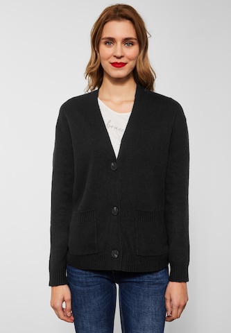 STREET ONE Knit Cardigan in Black: front