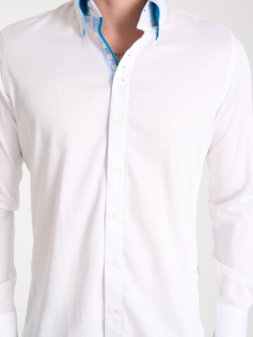 Slim fit Camicia 'Marco Polo Iconic Satin Man Shirt White' di 7Camicie in bianco