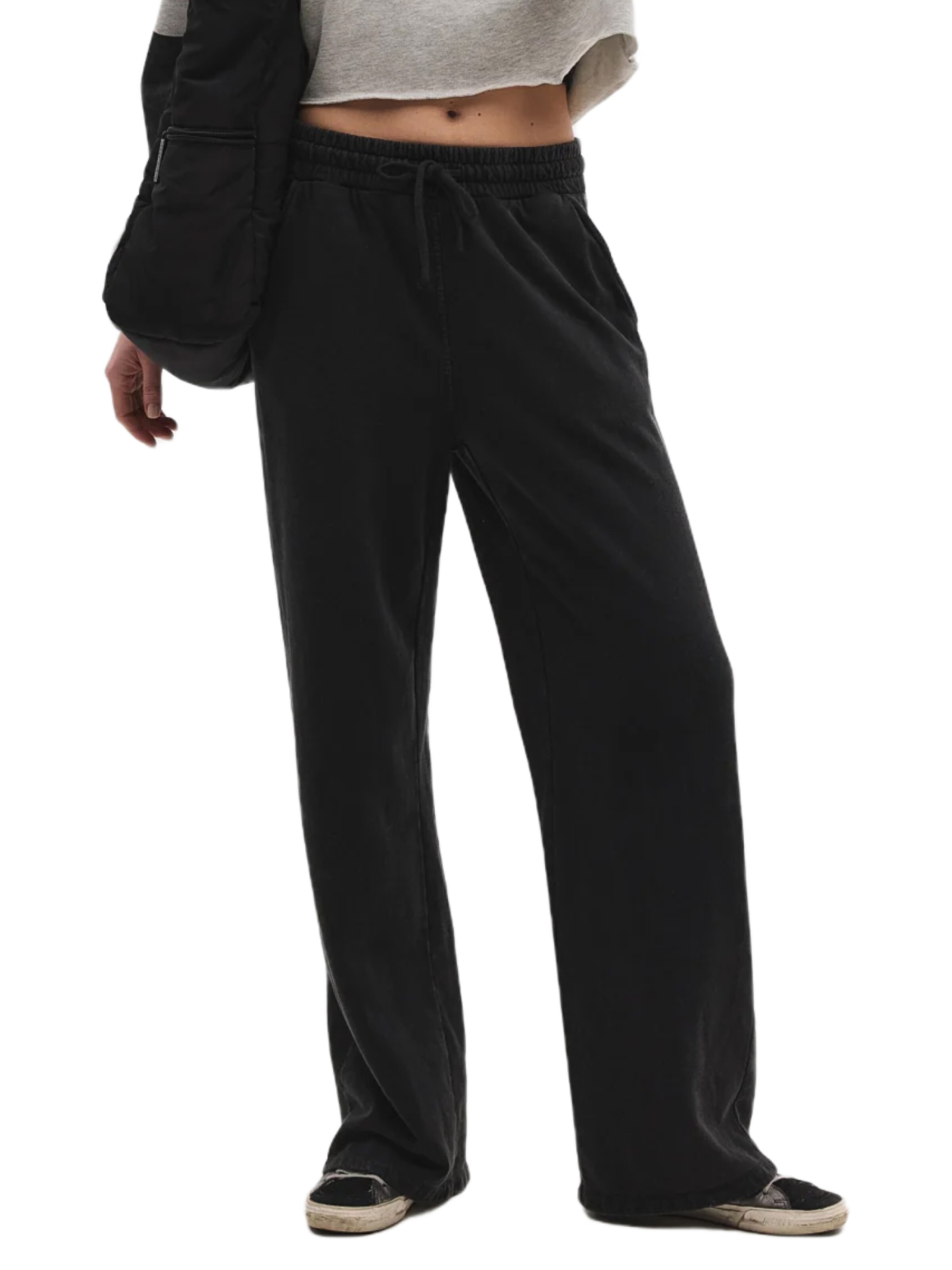 No Matter What Baggy Pants in Black: front