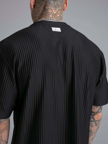SikSilk Shirt 'Plisse' in Black