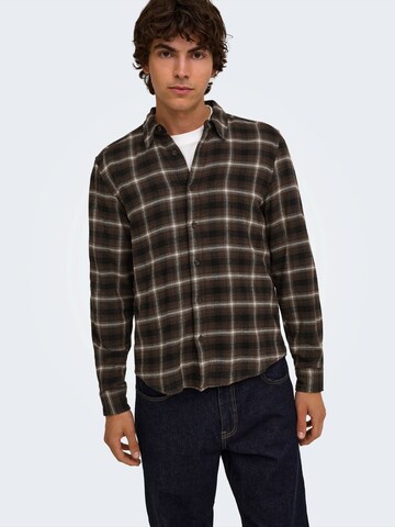 Only & Sons Regular fit Overhemd 'ONSGUDME' in Bruin
