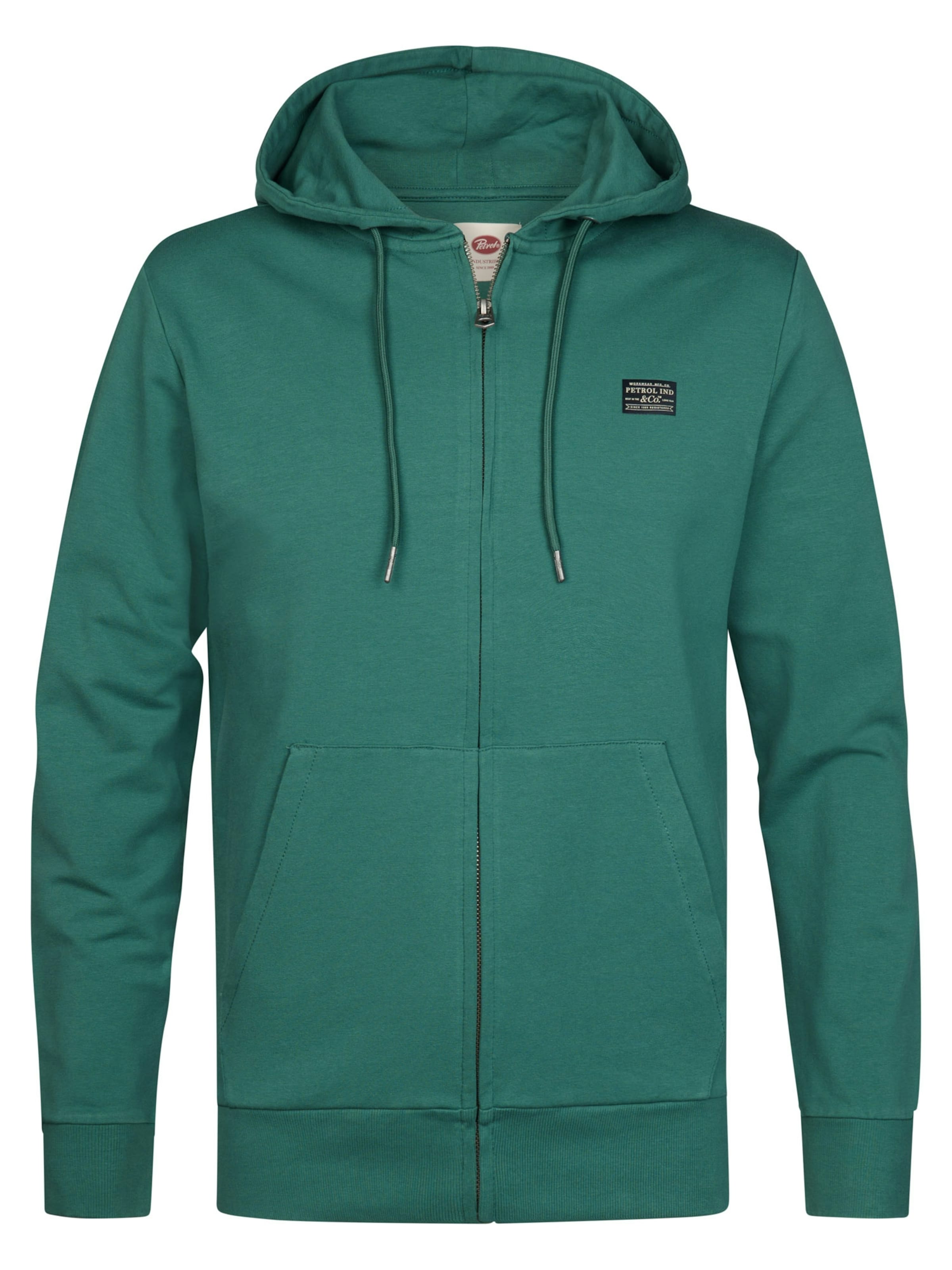 Petrol Industries - Sudadera con cremallera en verde: frente