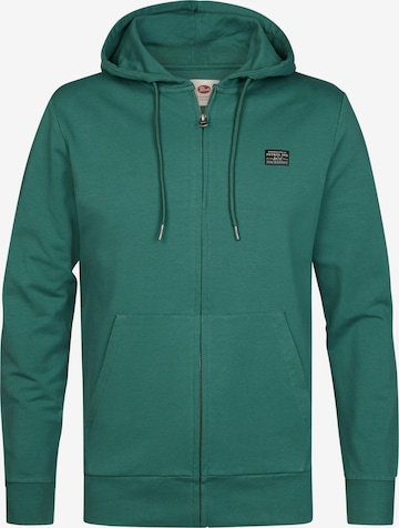 Petrol Industries - Sudadera con cremallera en verde: frente