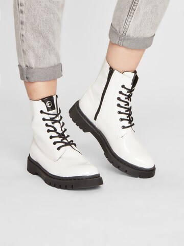 TAMARIS Lace-up bootie in White: front