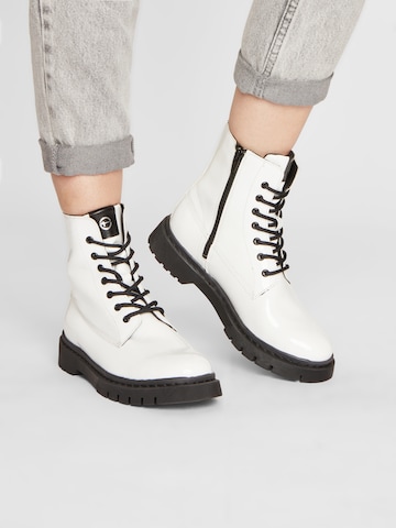 TAMARIS Lace-up bootie in White: front