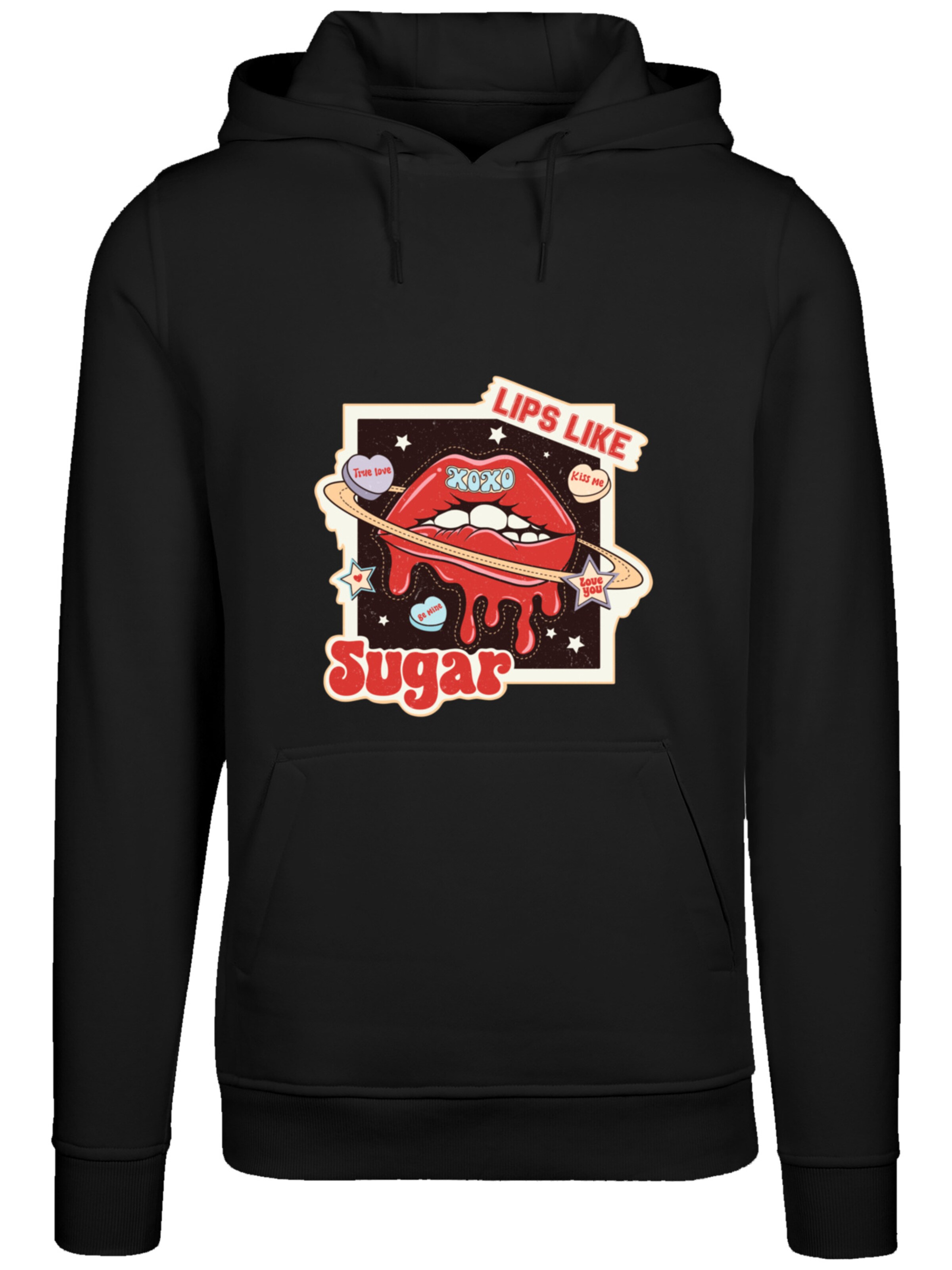 Sweat-shirt 'Lips like sugar retro fashion  Valentinstag' F4NT4STIC en noir : devant