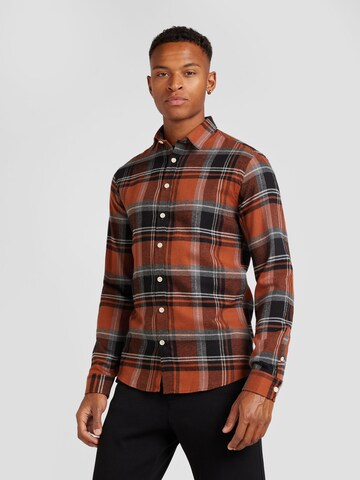 Lindbergh Regular Fit Hemd in Braun: Vorderseite