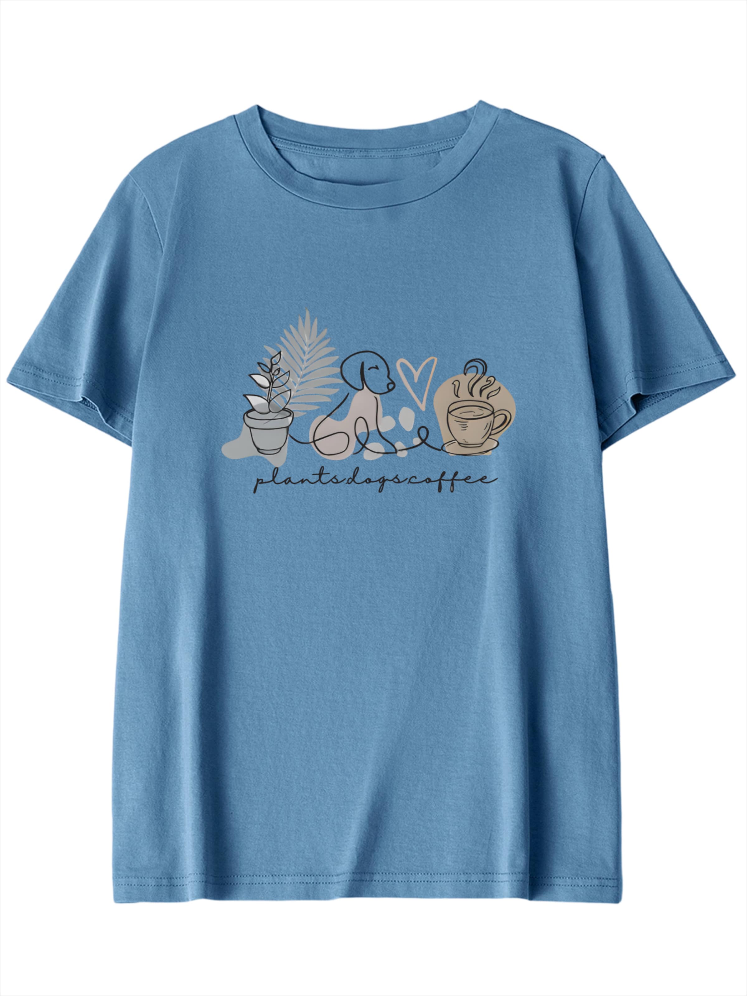 GORHEY Shirt 'Women's Summer Casual Cotton T-Shirt with Flowers Print' in XL/Regular in Blue, Item view