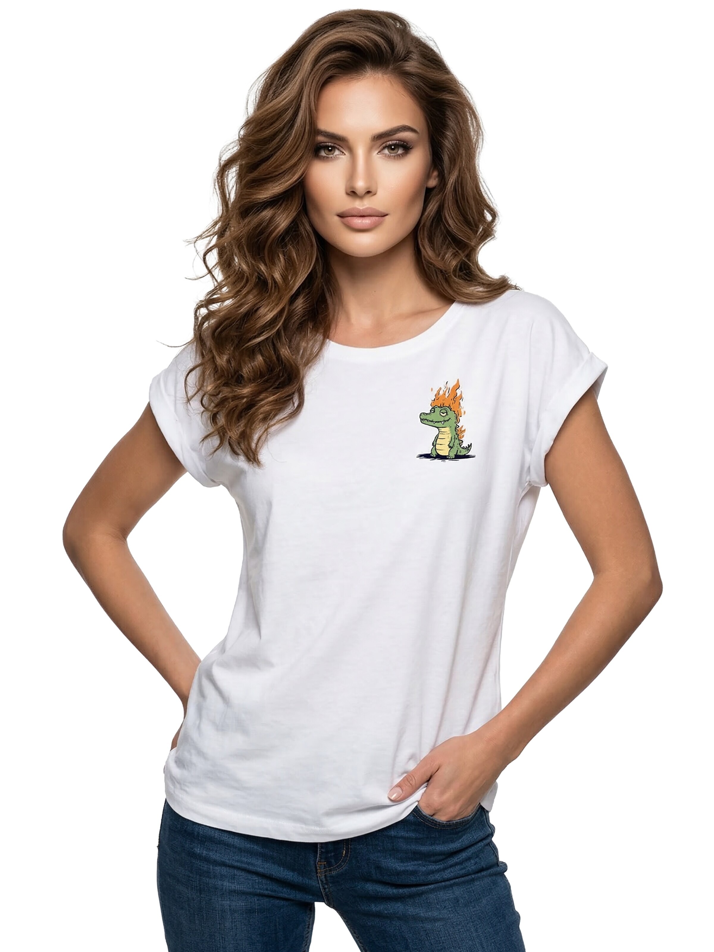 MAKAYA Shirt 'Krokodil' in White: front