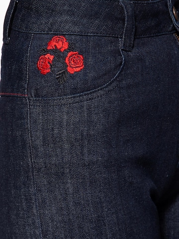 Queen Kerosin Slim fit Jeans 'Roses' in Blue