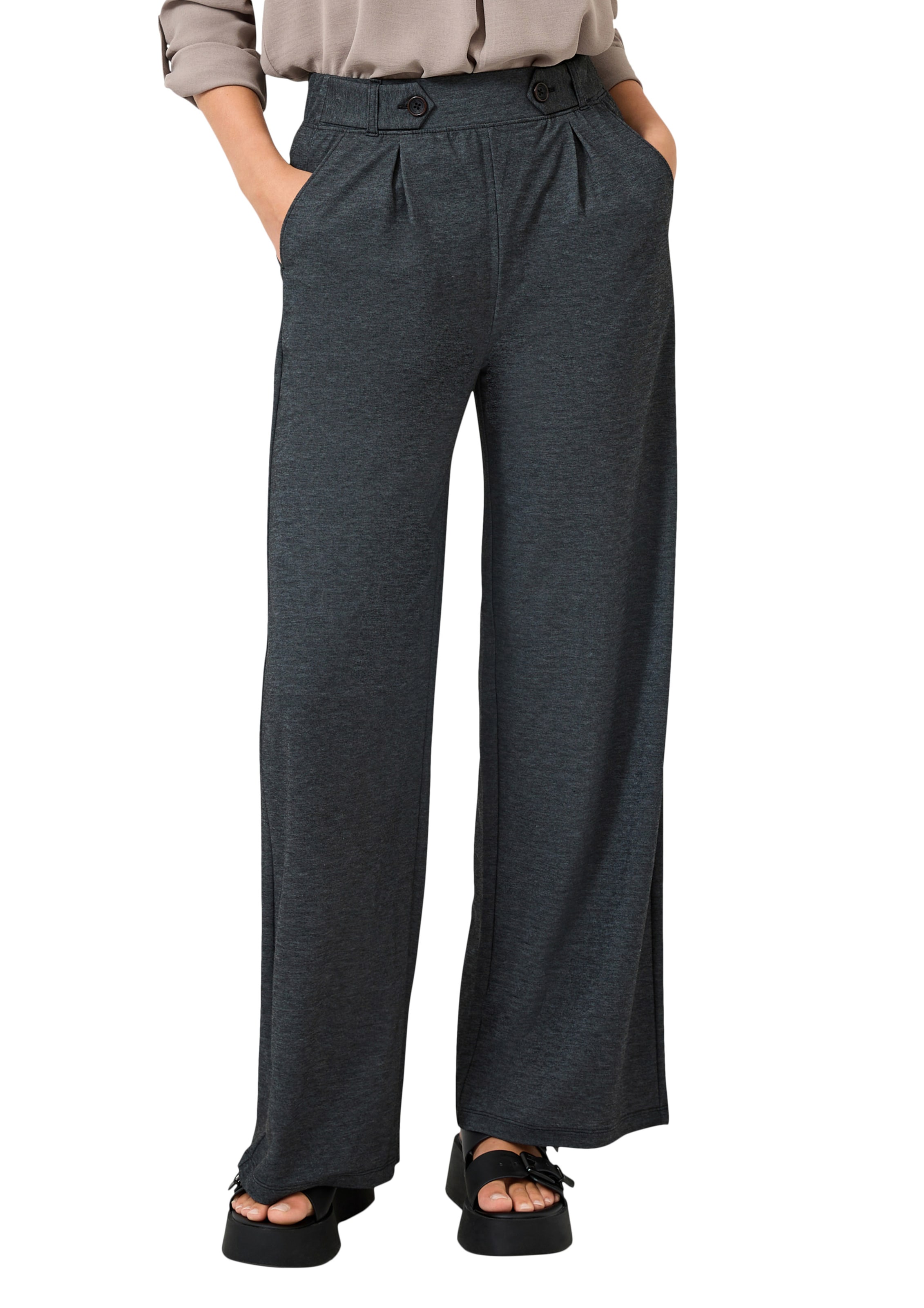 Wide Leg Pantalon à pince QS en gris : devant