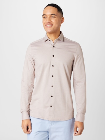 OLYMP - Regular Fit Camisa em bege: frente