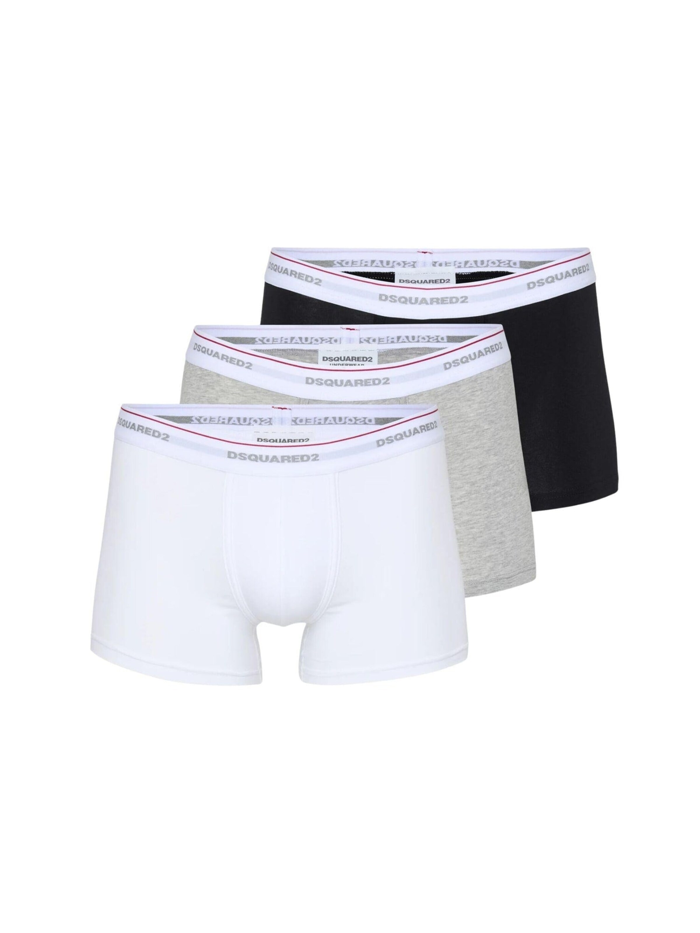DSQUARED2 Boxershorts '3 Pack Men's Boxer Shorts White, Grey, and Black' i vit: framsida
