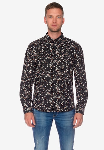 Le Temps Des Cerises Regular fit Button Up Shirt 'GEBAS' in Black: front