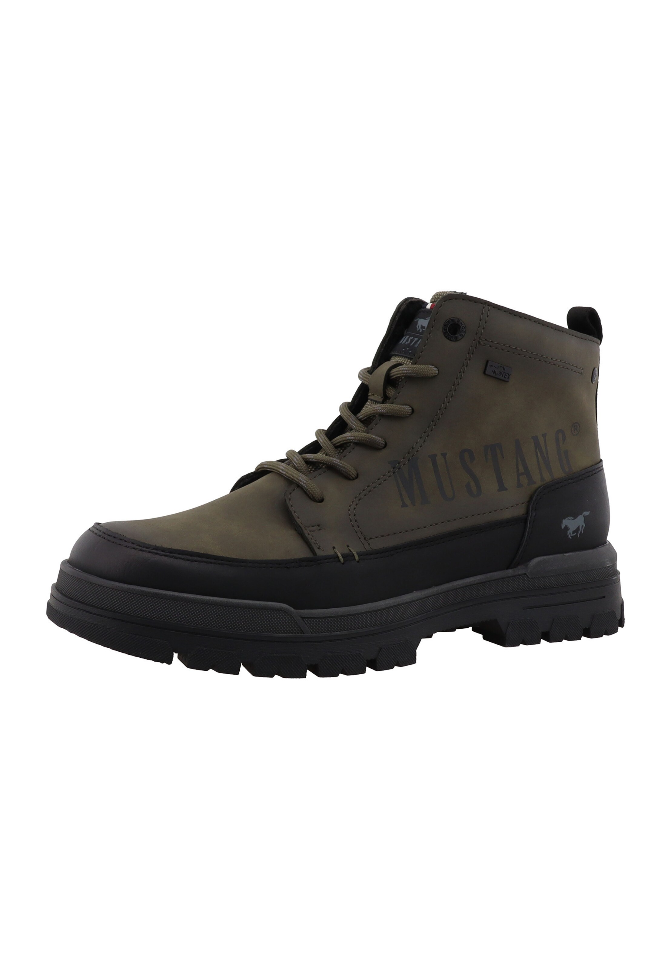 MUSTANG - Botas com atacadores em verde: frente